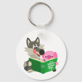 Kute Cartoon pig en Wolf die een Sleutelhanger van (Voorkant)