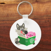 Kute Cartoon pig en Wolf die een Sleutelhanger van (Voorkant)