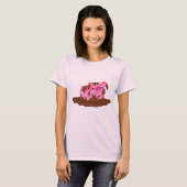 Kute Cartoon Pig in The Mud Women's T-Shirt (Voorkant volledig)