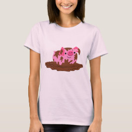 Kute Cartoon Pig in The Mud Women's T-Shirt