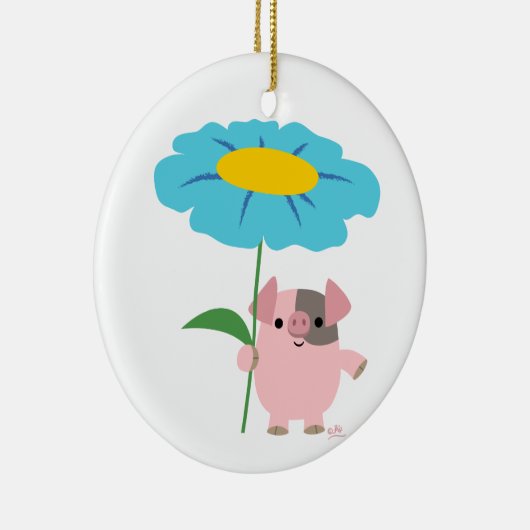 Kute Cartoon pig met Gift (blauw) decoratie (Rechts)