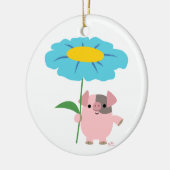 Kute Cartoon pig met Gift (blauw) decoratie (Links)