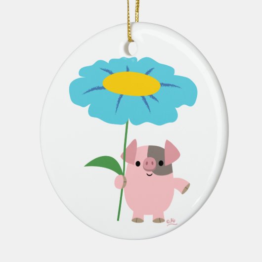 Kute Cartoon pig met Gift (blauw) decoratie (Links)