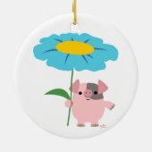 Kute Cartoon pig met Gift (blauw) decoratie (Achterkant)