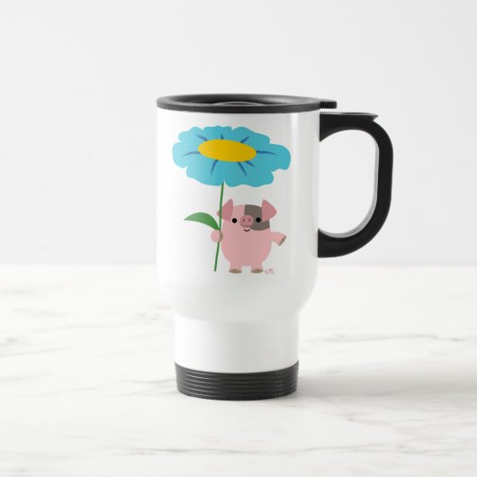 Kute Cartoon pig met Gift (blauw) fort Mok (Rechts)