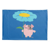 Kute Cartoon pig met Gift (blauw) Kussensloop (Achterkant)