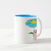 Kute Cartoon pig met Gift (blauw) Mok (Voorkant rechts)