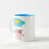 Kute Cartoon pig met Gift (blauw) Mok (Voorkant links)