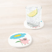 Kute Cartoon pig met Gift (blauw) Onderzetter (Zijkant)