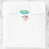 Kute Cartoon pig met Gift (blauw) sticker (Tas)