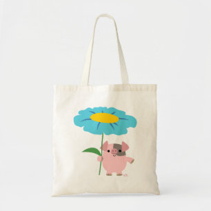 Kute Cartoon pig met Gift (blauw) tas
