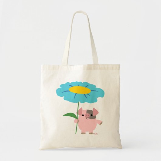 Kute Cartoon pig met Gift (blauw) tas (Voorkant)