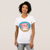 Kute Cartoon Pig "Writer's Block" Vrouwen T-Shirt (Voorkant volledig)