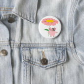 Kute Cartoon piglet met Gift (roze) Button badge (In situ)