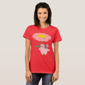 Kute Cartoon piglet met roze T-shirt voor dames (Voorkant volledig)