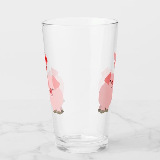 Kute Cartoon pigs in Love Glas (Rechts)