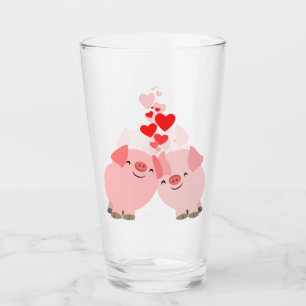 Kute Cartoon pigs in Love Glas