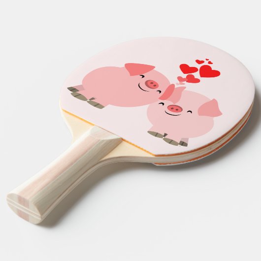 Kute Cartoon Pigs in Love Ping Pong Paddle Tafeltennisbatje (Voorkant Gekanteld)