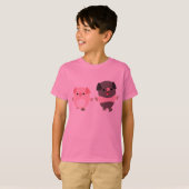 Kute Cartoon pigs op een loopkind T-shirt (Voorkant volledig)