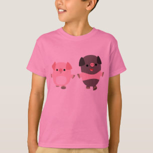 Kute Cartoon pigs op een loopkind T-shirt