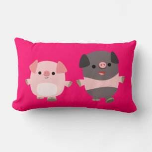 Kute Cartoon pigs op een loopplank Kussen