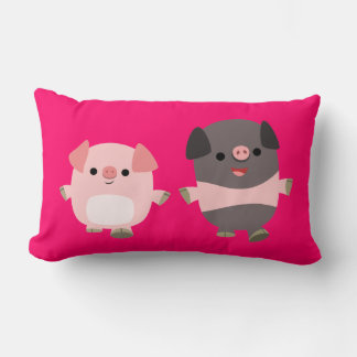Kute Cartoon pigs op een loopplank Kussen