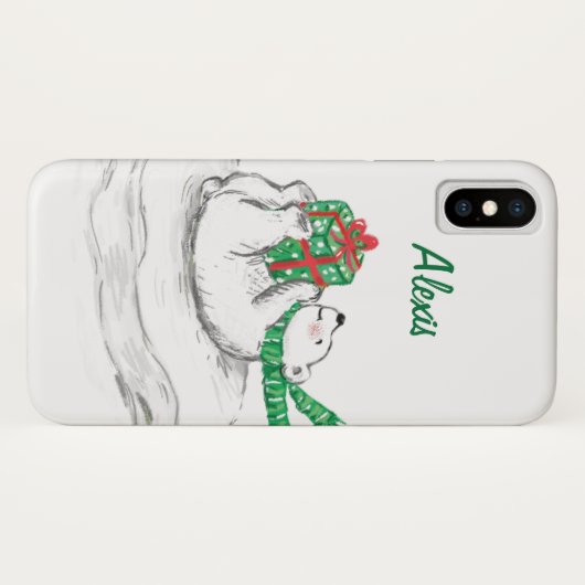 Kute Cartoon Polar Beer met kerstcadeautjes Case-Mate iPhone Case (Achterkant (horizontaal))