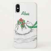 Kute Cartoon Polar Beer met kerstcadeautjes Case-Mate iPhone Case (Achterkant)