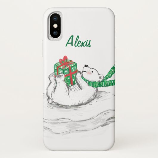Kute Cartoon Polar Beer met kerstcadeautjes Case-Mate iPhone Case (Achterkant)