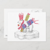 Kute Cartoon Polar Beer met kerstcadeautjes Feestdagenkaart (Voorkant / Achterkant)