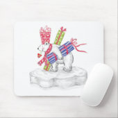 Kute Cartoon Polar Beer met kerstcadeautjes Muismat (Met muis)