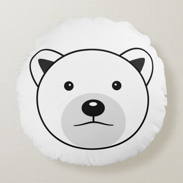 Kute Cartoon Polar Beer Rond Kussen (Voorkant)