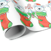 Kute Cartoon Polar Beren in kerstmis Cadeaupapier (Rol Hoek)