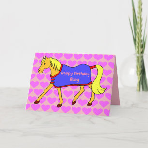 Kute Cartoon Pony met roze harten Kaart