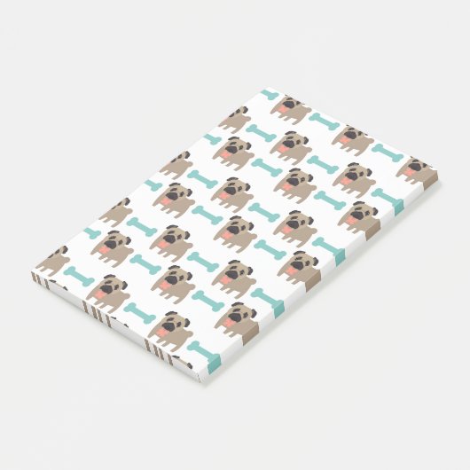 Kute Cartoon Pugs en Botten Post-it® Notes (Schuin)