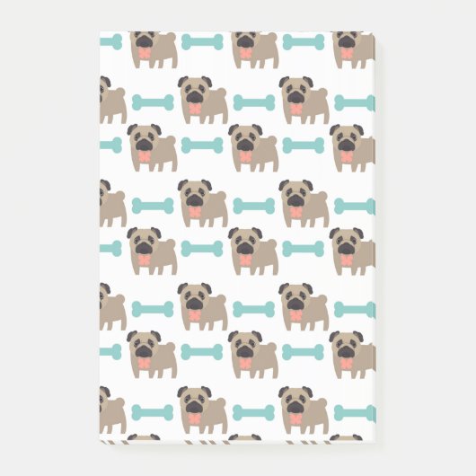 Kute Cartoon Pugs en Botten Post-it® Notes (Voorkant)