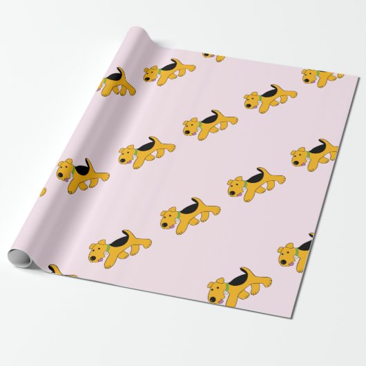Kute Cartoon Puppy Dog Wrapping Paper Cadeaupapier (Uitgerold)