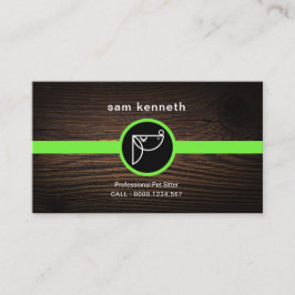 Kute Cartoon Puppy Wood Grain Placard Pet Sitter Visitekaartje