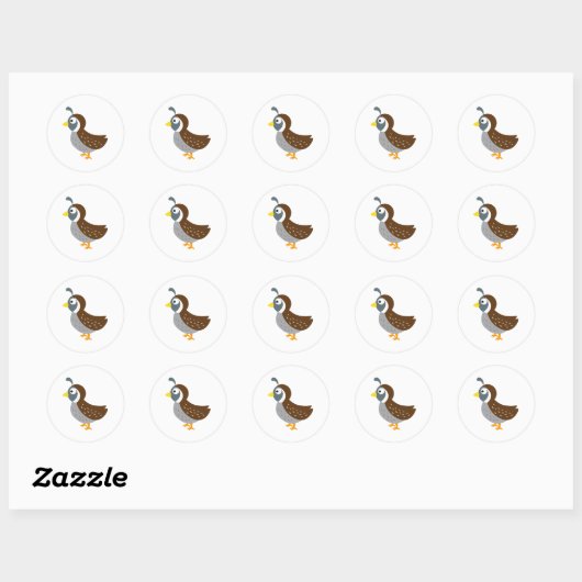 Kute Cartoon Quail Ronde Sticker (Vel)
