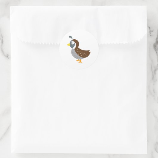 Kute Cartoon Quail Ronde Sticker (Tas)