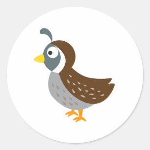 Kute Cartoon Quail Ronde Sticker