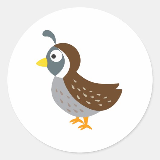 Kute Cartoon Quail Ronde Sticker (Voorkant)