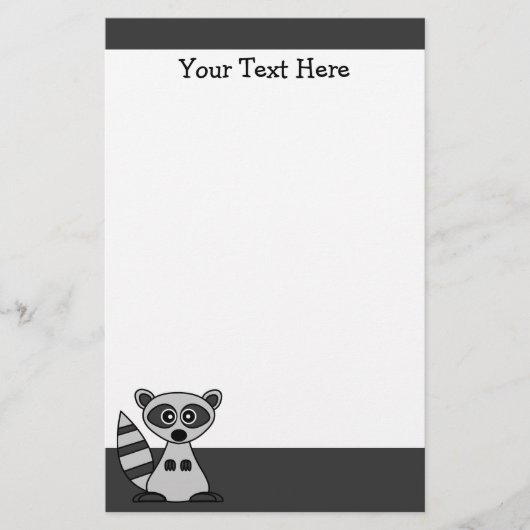 Kute Cartoon Raccoon Stationery Briefpapier (Voorkant)