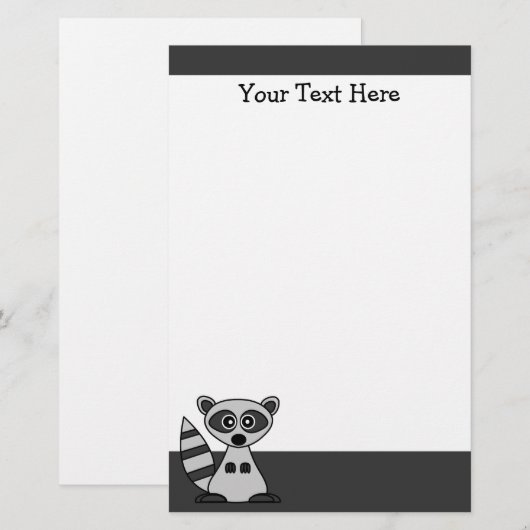 Kute Cartoon Raccoon Stationery Briefpapier (Voorkant / Achterkant)