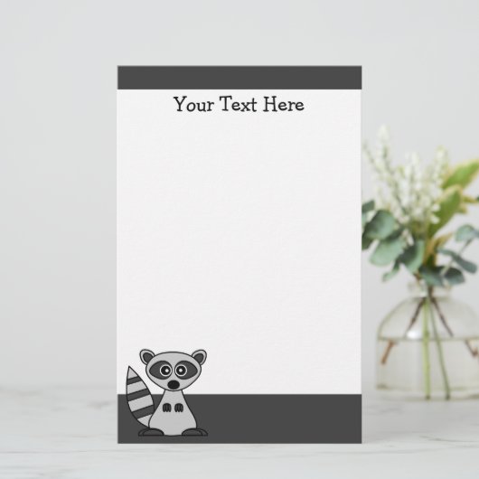 Kute Cartoon Raccoon Stationery Briefpapier (Staand voorkant)