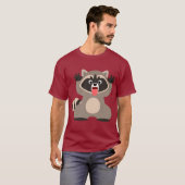 Kute Cartoon Raccoon uit Tongue T-shirt (Voorkant volledig)
