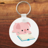 Kute Cartoon Reading Piglet Sleutelhanger (Voorkant)