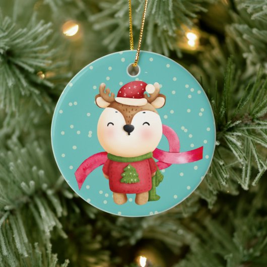 Kute Cartoon Reindedarskast kleinkind Kerstmis Keramisch Ornament (Boom)