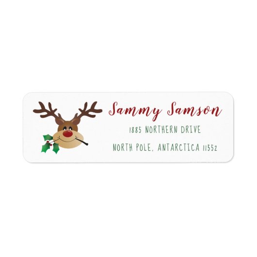 Kute Cartoon rendiertje met mistletoe Etiket (Voorkant)