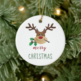 Kute Cartoon rendiertje met mistletoe Keramisch Ornament